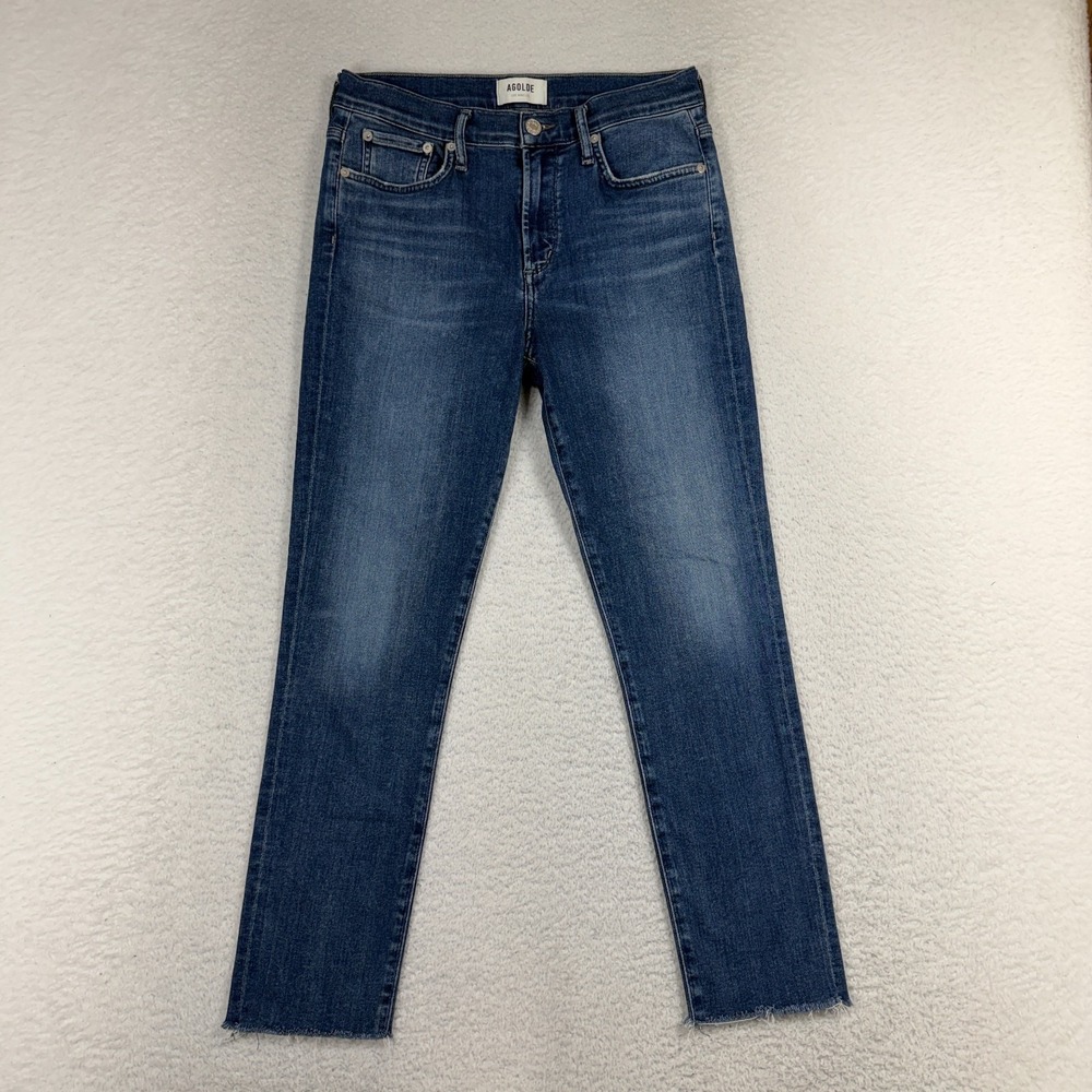 AGOLDE High Rise Straight Leg Jeans Medium Wash Size 28 (28x25) Zip Fly Blue